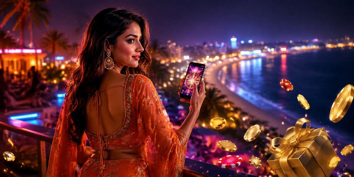 A scenic view of Goa beach with people enjoying casinos on mobile devices